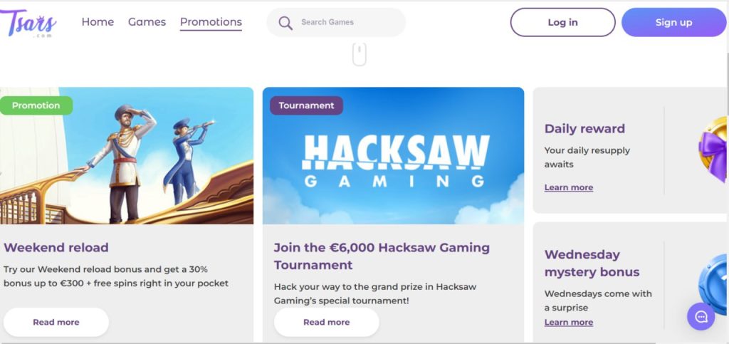 tsars casino bonuses