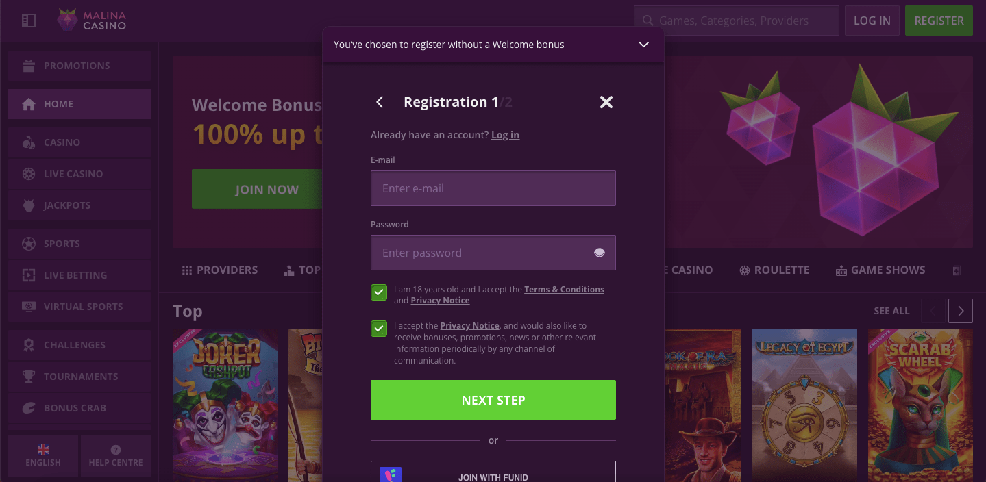 malina registration
