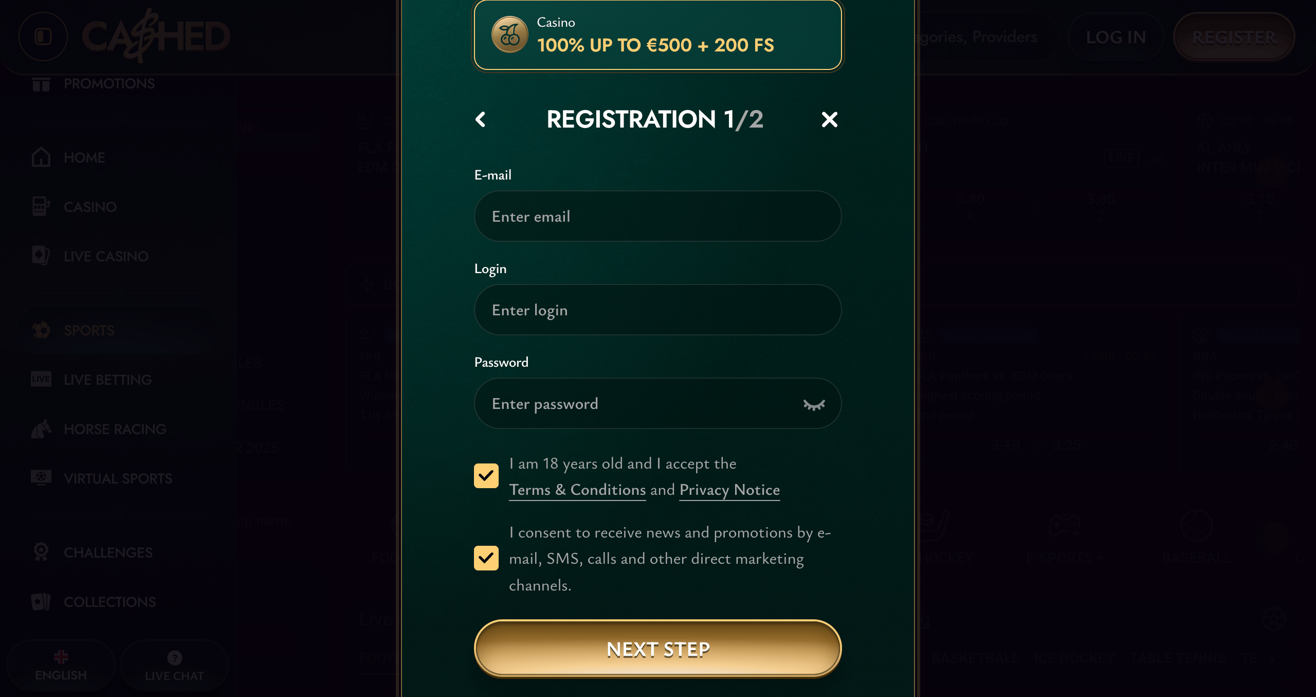 cashed registration
