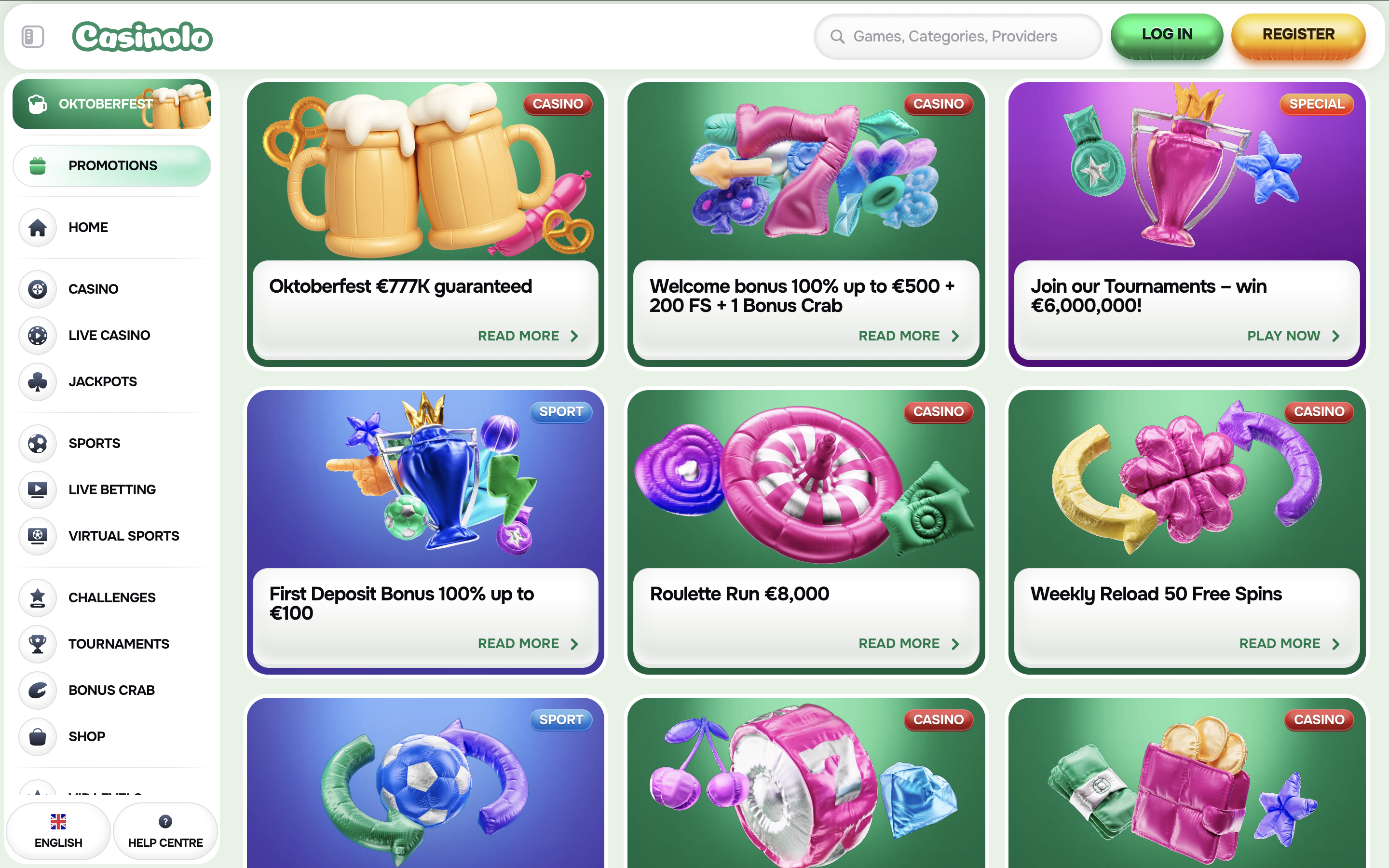Bonuses at Casinolo Banner