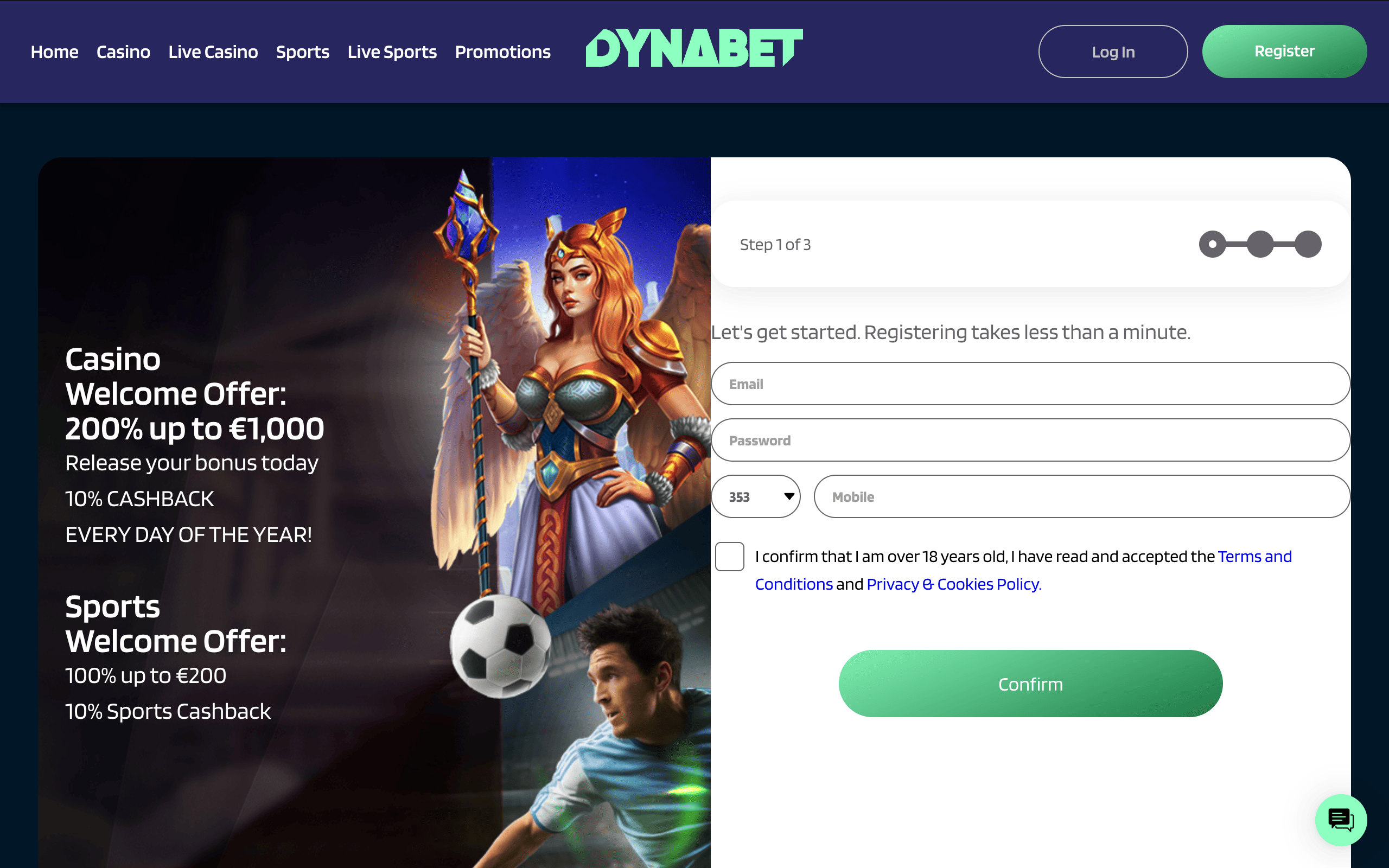 dynabet sign up