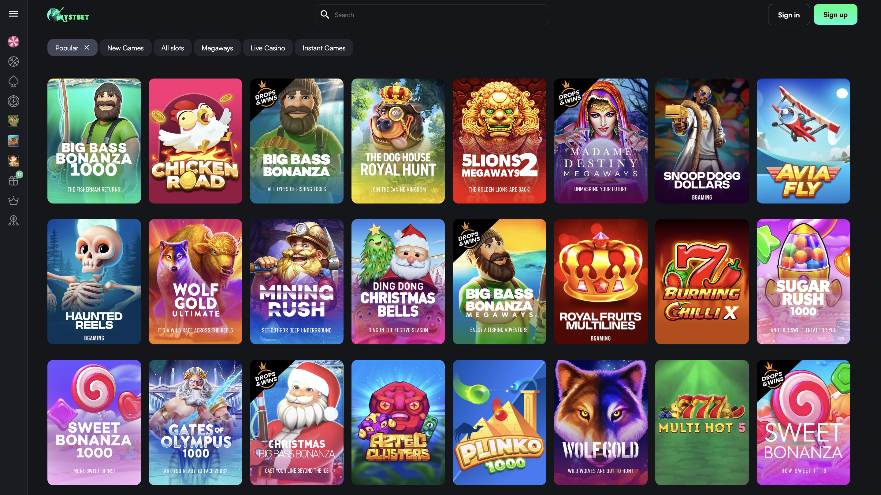 Mystbet Online Casino Games Banner