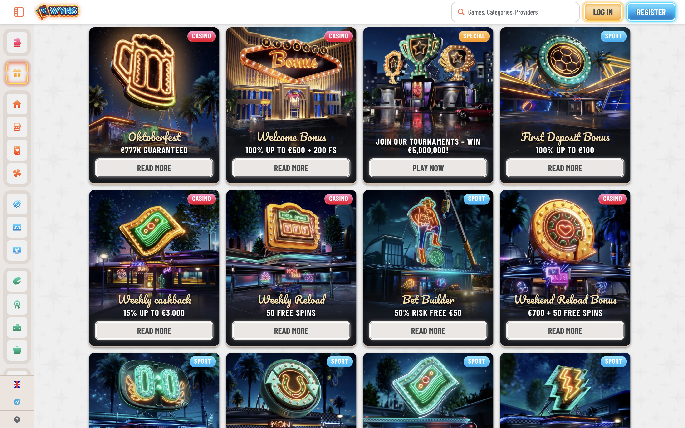 Casino Bonuses at Wyns Banner