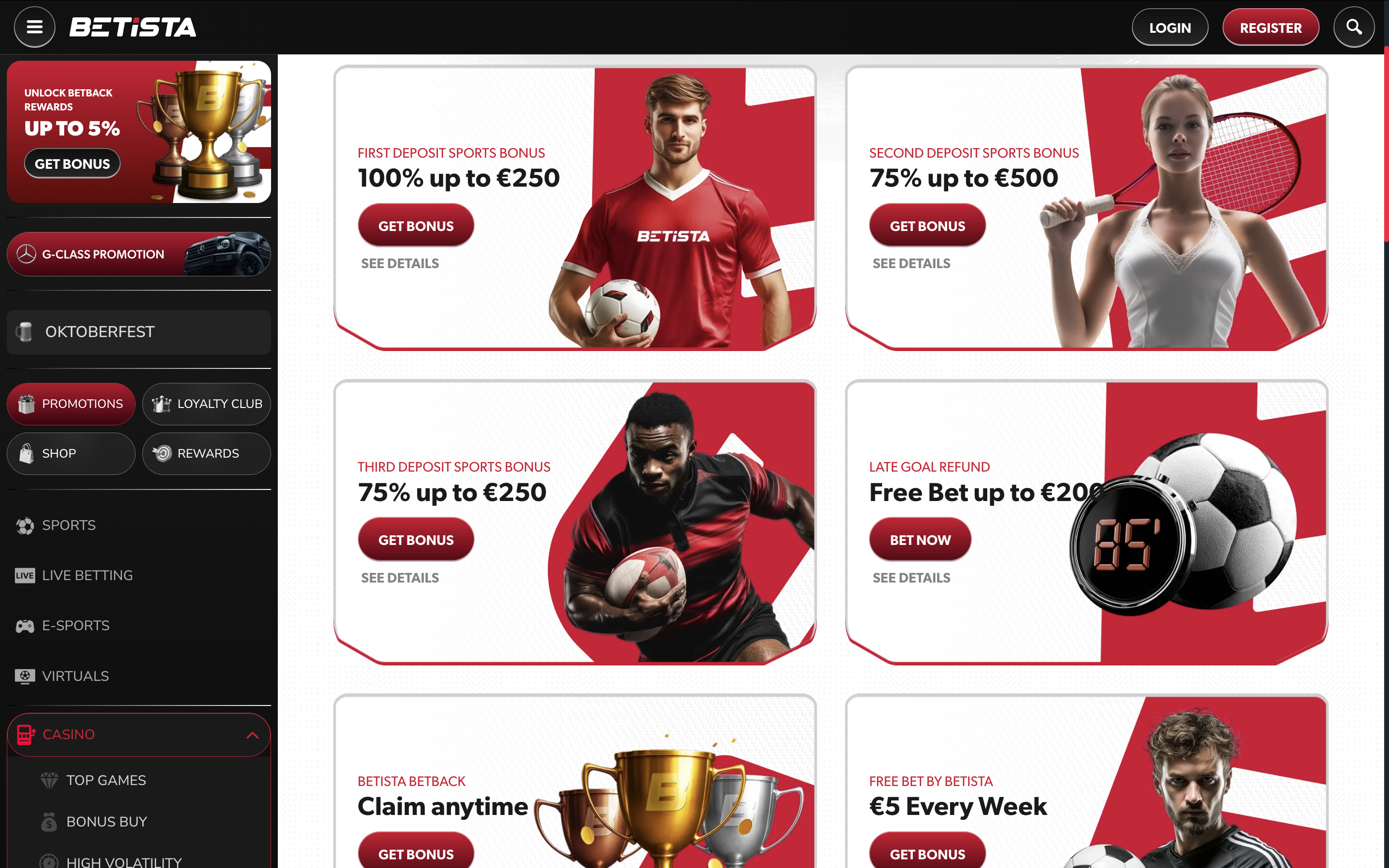 Casino Bonuses at Betista Banner